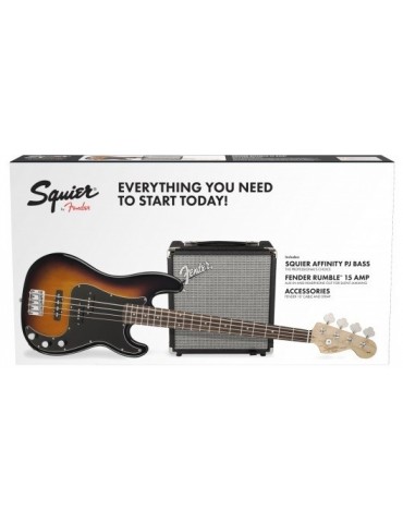 SQUIER BASS PACK PJ R15V3 black LOTE BAJO AMPLI RUMBLE15