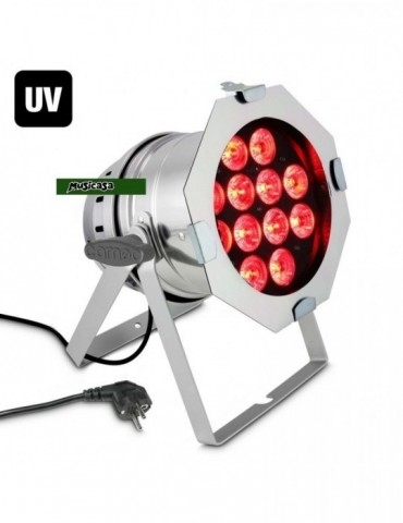 CAMEO PAR 64 CAN RGBWA+UV 10 WPS - Foco PAR con 12 LEDs 6 en uno RGBWA+UV de 10 W, con carcasa cromada