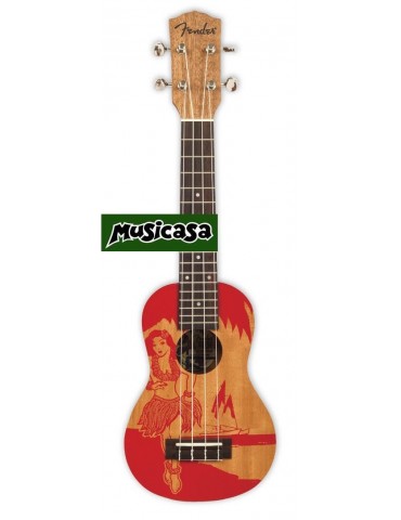 FENDER UKULELE Piha'ea Hula Soprano Ukulele RED HULA