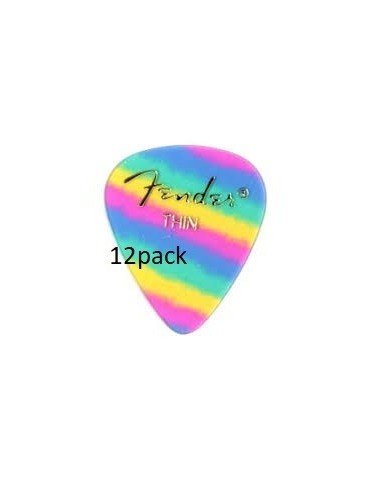 FENDER 351 RAINBOW 12PACK PICK THIN CELLULOID 1980351101 12 UNIDADES