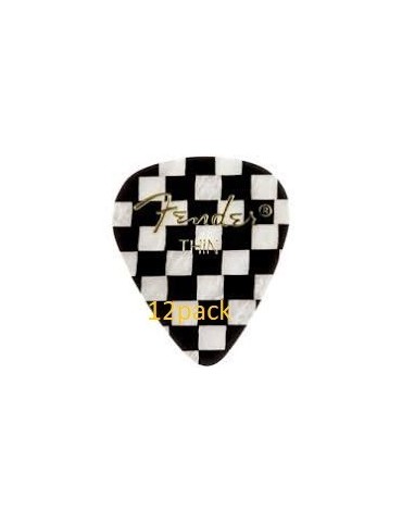 FENDER 351 CHECKER 12PACK PICK THIN CELLULOID 1980351301 12 UNIDADES