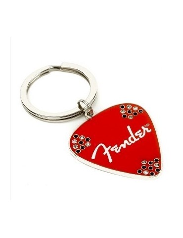 FENDER KEYCHAIN RED PICK RHINESTONE 9100328306  LLAVERO GUITARRA