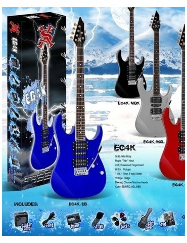 SX EG-4K PACK Guitar Superstrat  + Ampli + Accesorios  BL BLUE